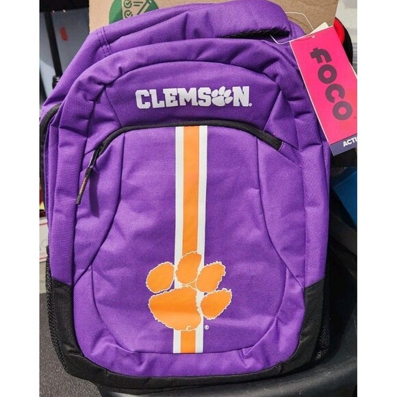 FOCO NCAA College Sports Clemson purple black Orange Backpack Padded NWT - Picture 2 of 6